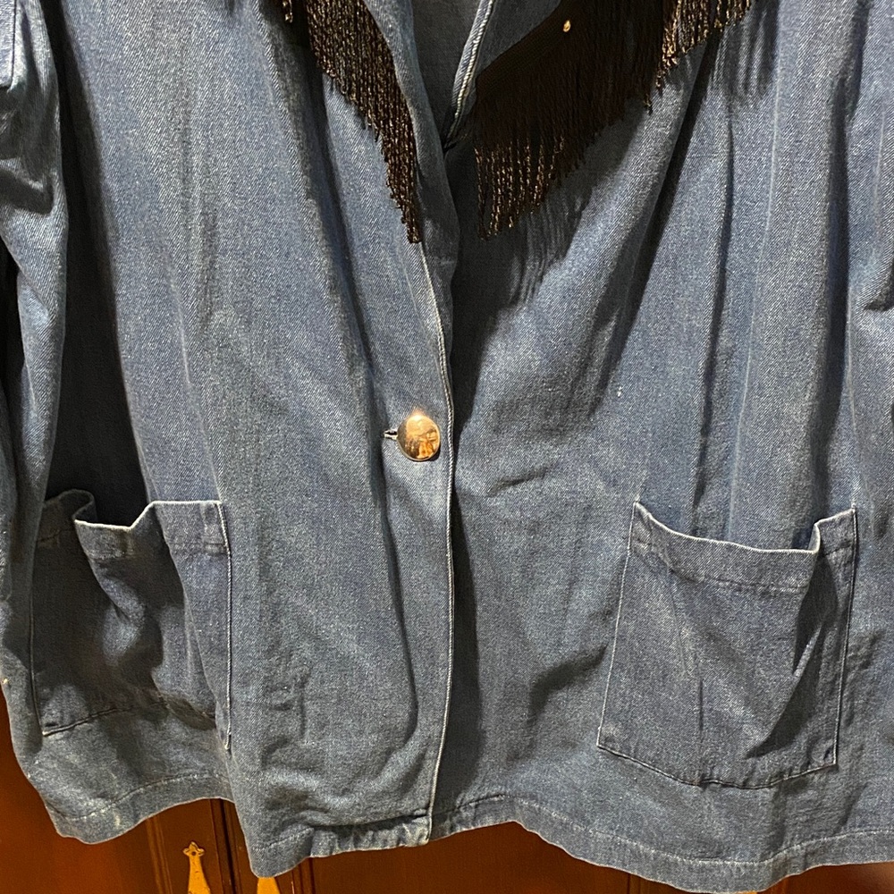 Bonjour Denim Jacket with Fringe Detail size 3X 100% cotton - Picture 6 of 15